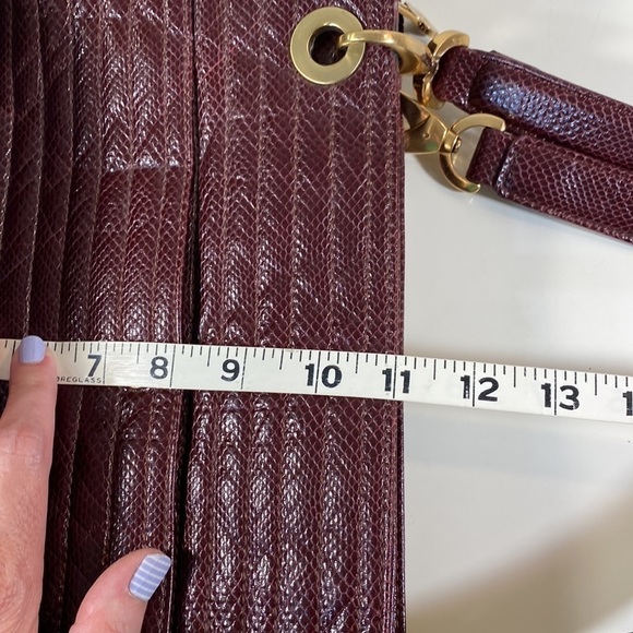 Eric JAVITS Quilted Leather Tote Shoulder Bag Purse Burgandy - Picture 15 of 16